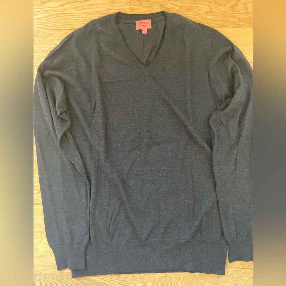 Navy V Neck Sweater - Thomas Pink
